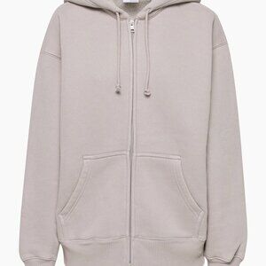 Aritzia TNA Cozy Fleece Sweatfleece Boyfriend Fit Zip Hoodie Tan Size XS